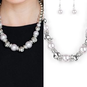 Silver and pearl statement necklace